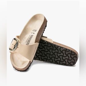 Birkenstock Madrid Big Buckle in Nubuck Leather Almond